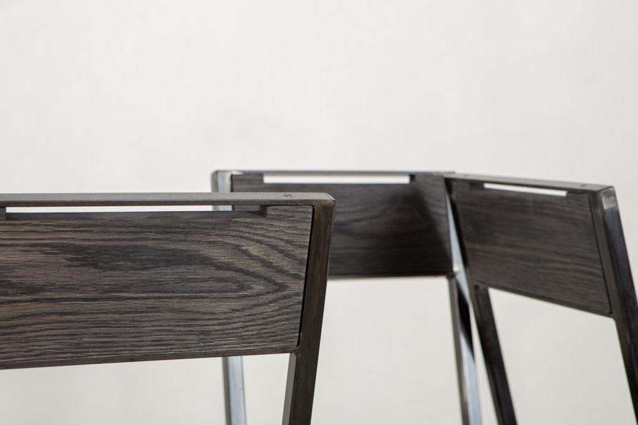 木材和钢椅细节